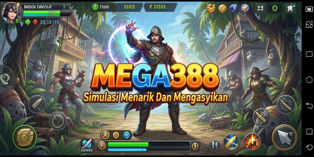 Tampilan gameplay MEGA388 yang penuh warna dan menarik.