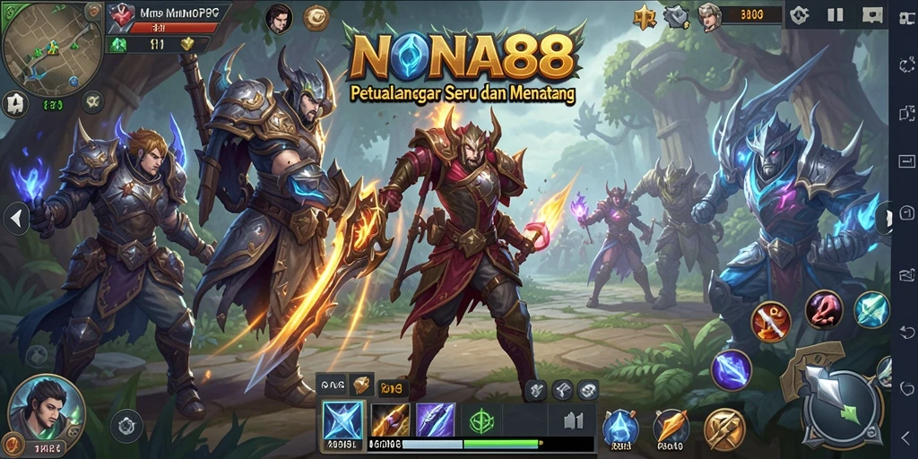 Screenshot NONA88 menampilkan aksi epic dalam pertarungan MMORPG.