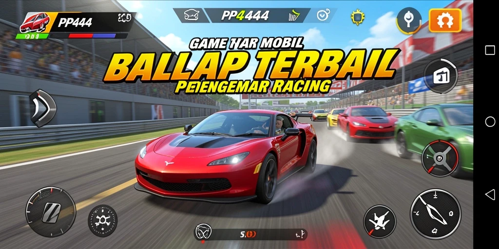 Tampilan gameplay PP444 yang menegangkan saat balapan.