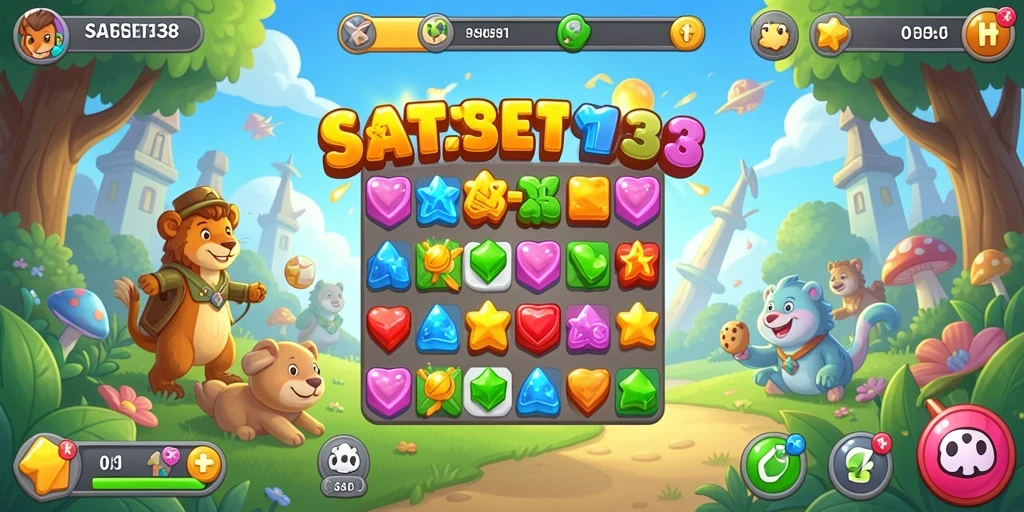 Gameplay Match-3 yang menyenangkan dan penuh warna di SATSET138.