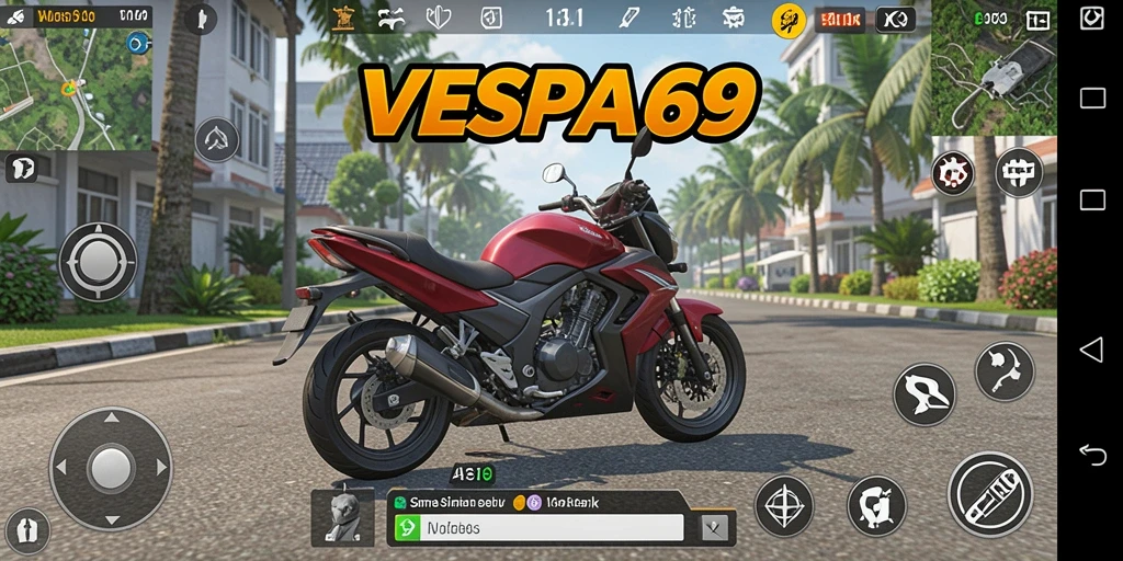 Gameplay seru VESPA69 dengan berkendara Vespa klasik.